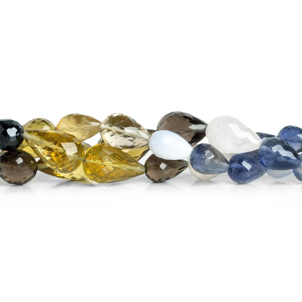 Multi Gemstone Faceted Teardrops 16 inch 40 beads - The Bead Traders