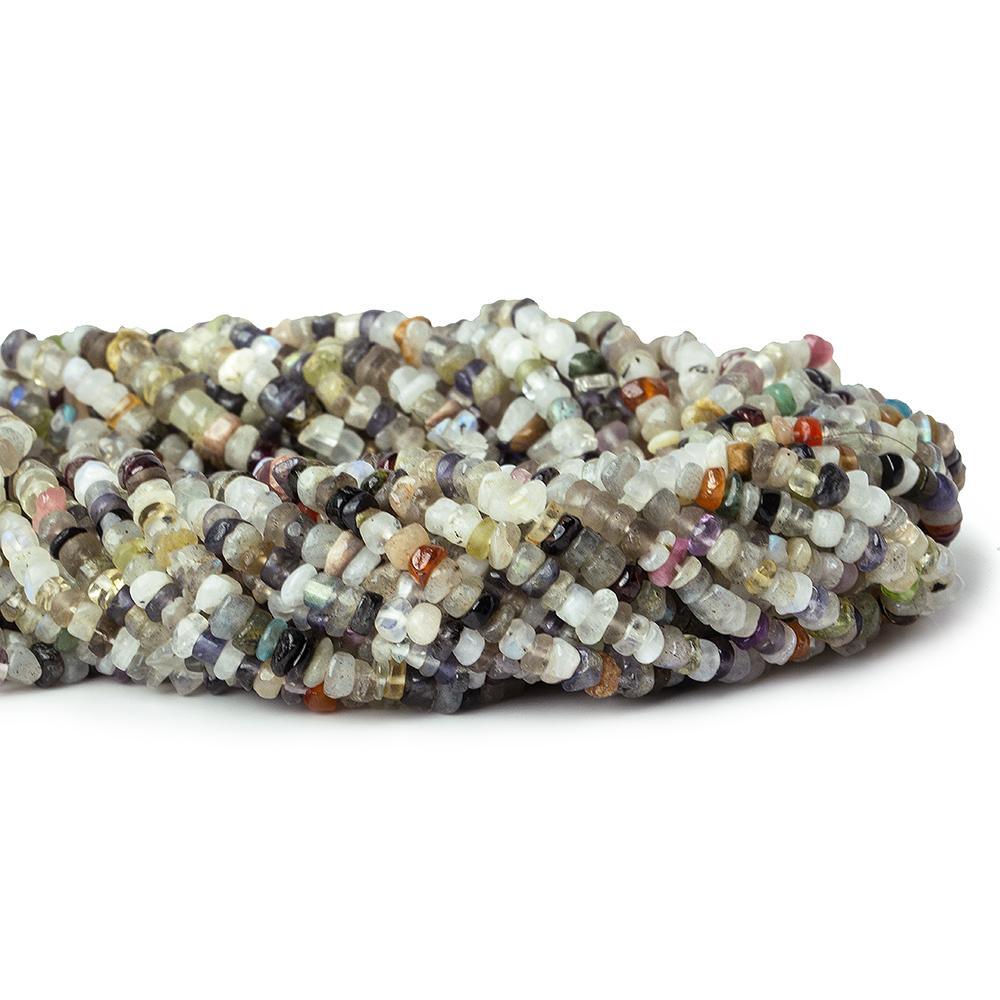 Multi Gemstone native cut plain rondelles 13 inch 150 beads - The Bead Traders