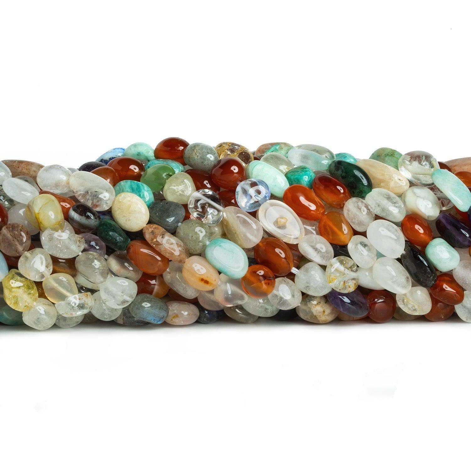 Multi Gemstone Plain Nuggets 12 inch 35 beads - The Bead Traders