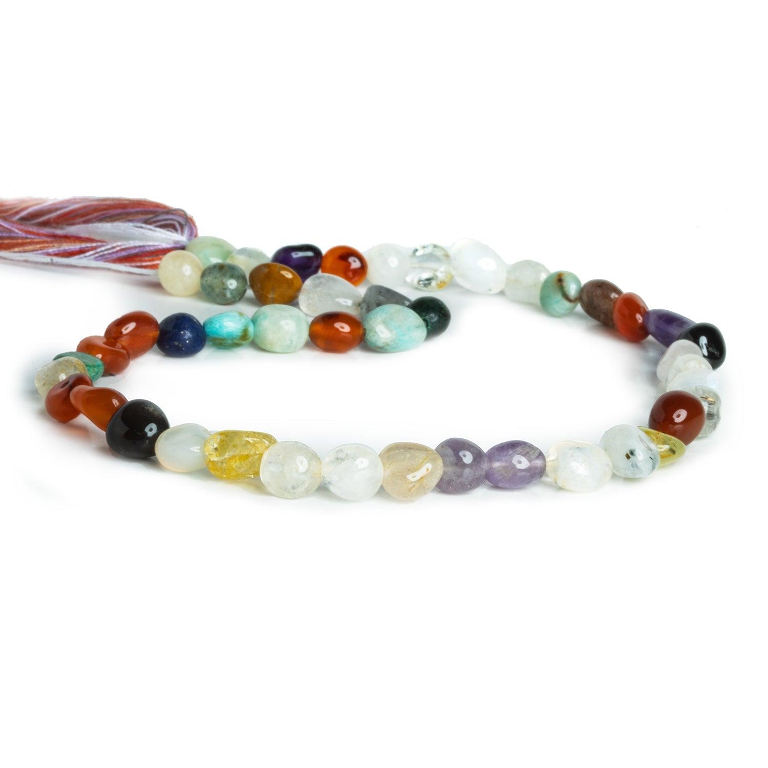 Multi Gemstone Plain Nuggets 12 inch 35 beads - The Bead Traders