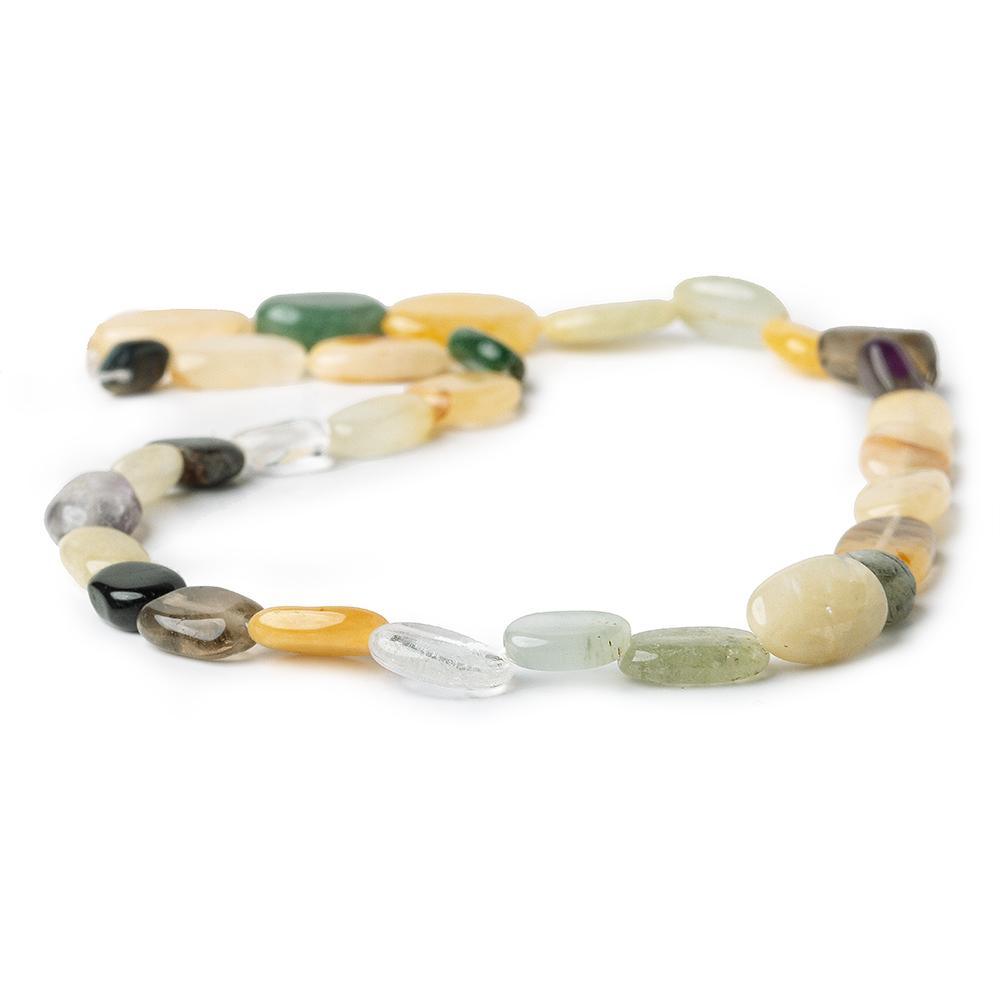 Multi Gemstone straight drilled plain oval nuggets 13 inch 25 beads - The Bead Traders
