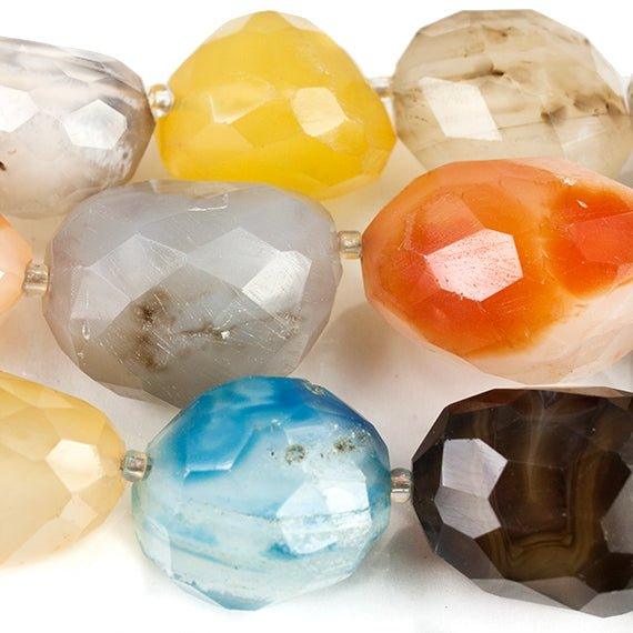 MultiColor Agate Faceted Nugget Beads 15 inch 17 pieces - The Bead Traders