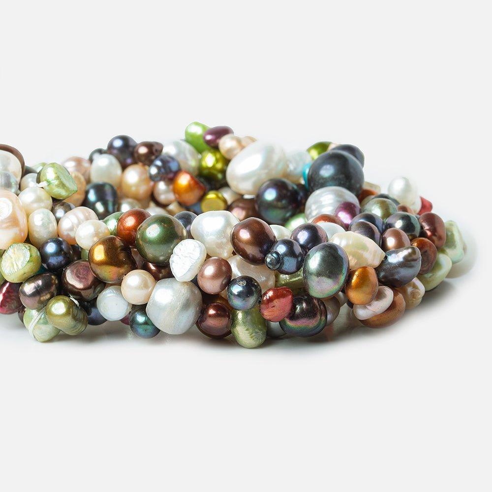 MultiColor Multiple Shape Freshwater Pearls 16 inch 62 pieces - The Bead Traders