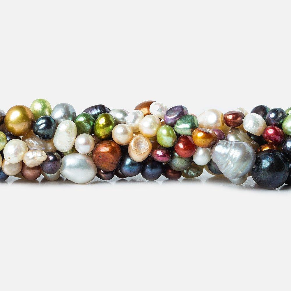MultiColor Multiple Shape Freshwater Pearls 16 inch 62 pieces - The Bead Traders