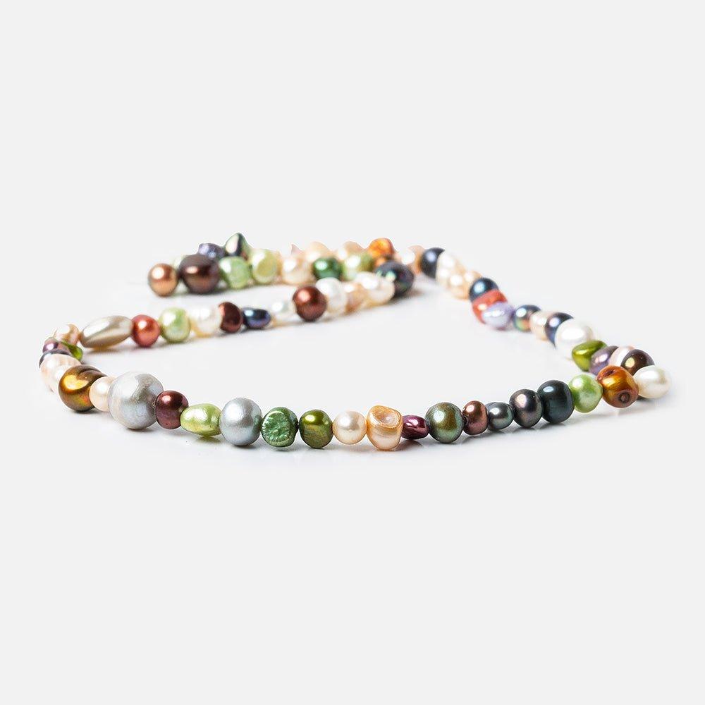 MultiColor Multiple Shape Freshwater Pearls 16 inch 62 pieces - The Bead Traders