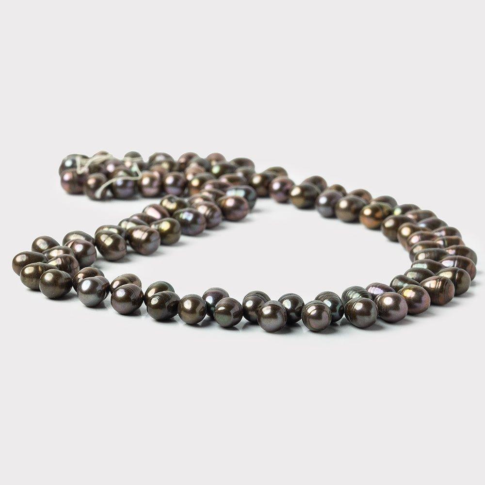 Mushroom Green Top Drilled Ringed Baroque Freshwater Pearls 15 inch 83 pieces 9x6mm - The Bead Traders