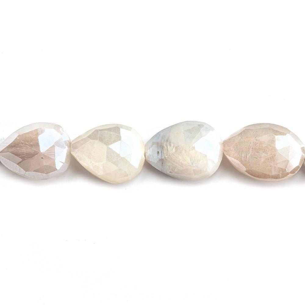 Mystic Cream Moonstone Straight Drilled Faceted Pear Beads 14 inch 37 pieces - The Bead Traders