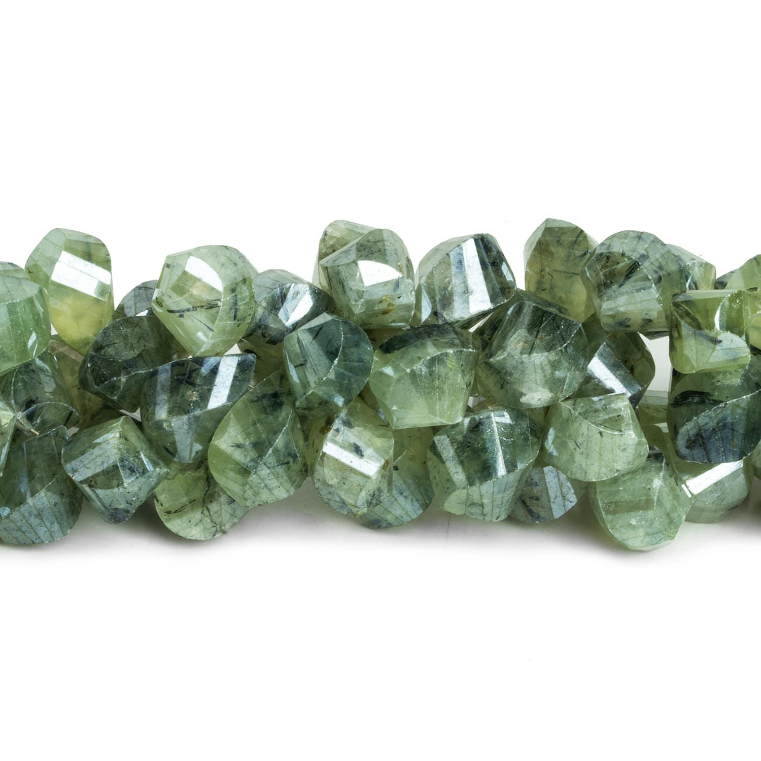 Mystic Dendritic Prehnite Faceted Twist Beads 8 inch 43 pieces - The Bead Traders