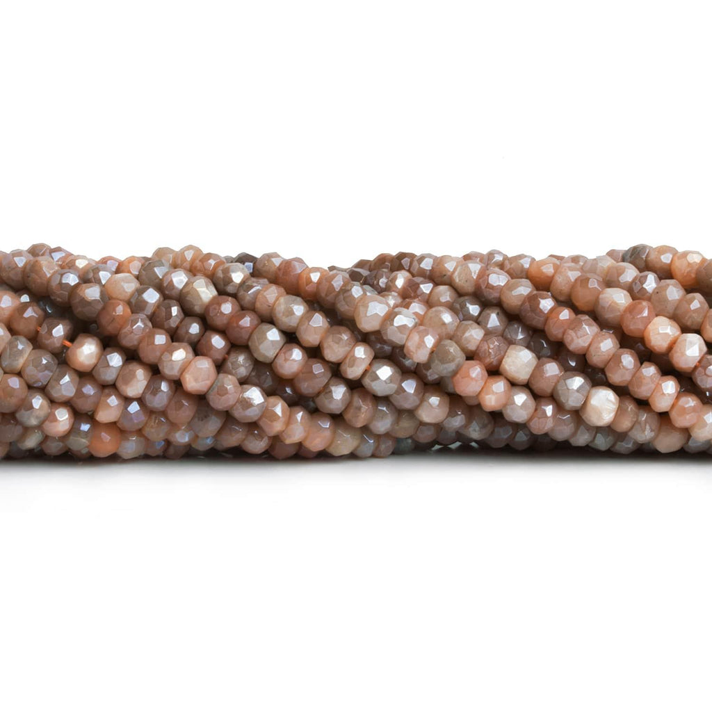 Mystic Moonstone Handcut Rondelles 12 inch 85 beads - The Bead Traders
