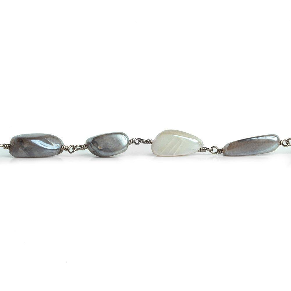 Mystic Moonstone Plain Nugget Black Gold Chain - The Bead Traders