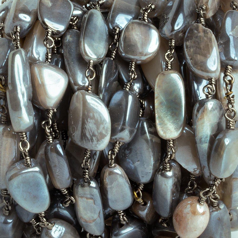 Mystic Moonstone Plain Nugget Black Gold Chain - The Bead Traders