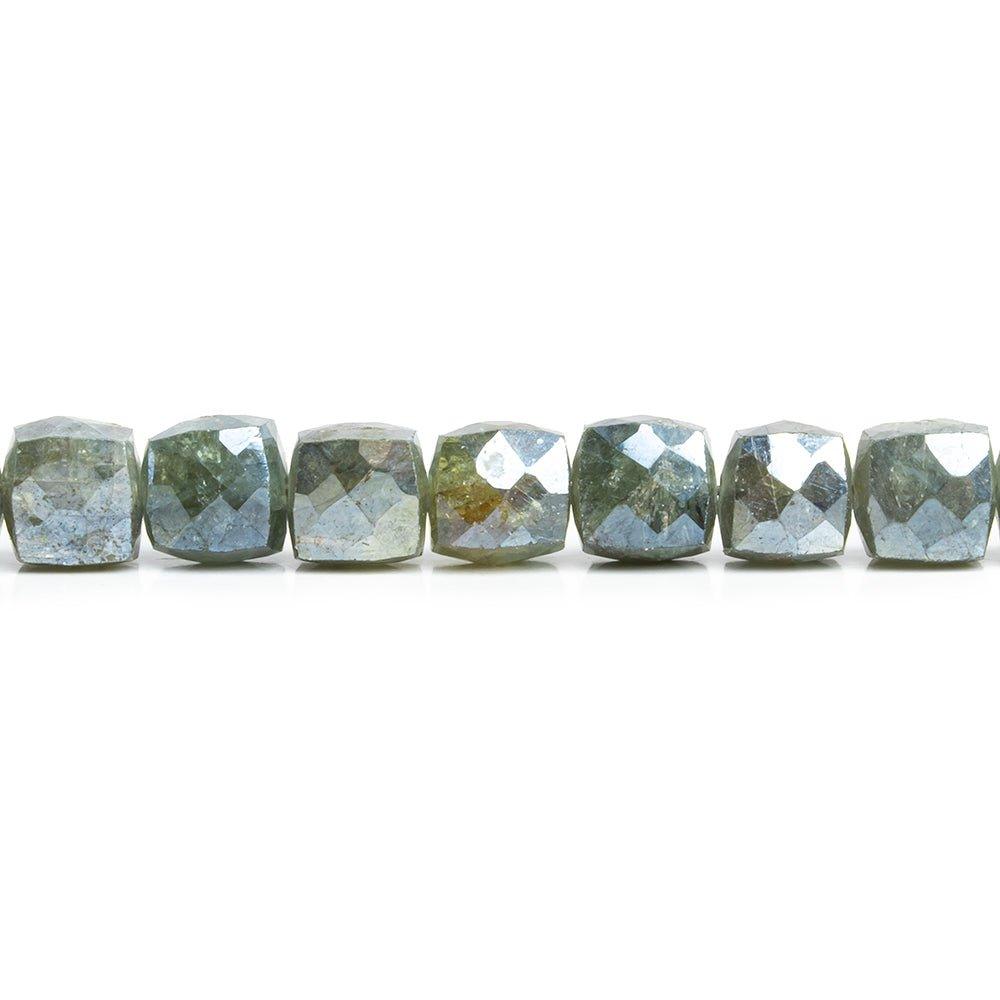 Mystic Moss Aquamarine Faceted Cube Beads 8 inch 35 pieces - The Bead Traders