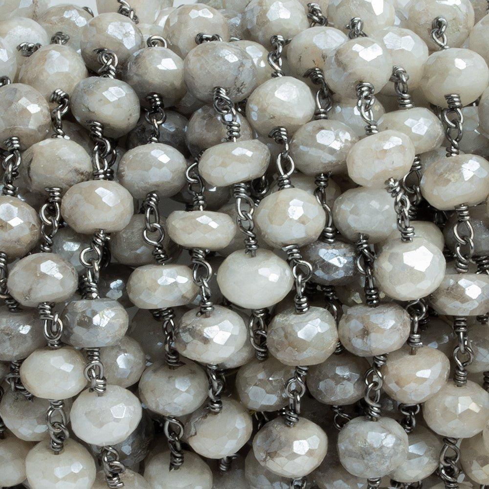 Mystic Quartz Faceted Rondelle Black Gold Chain by the Foot 22 pieces - The Bead Traders