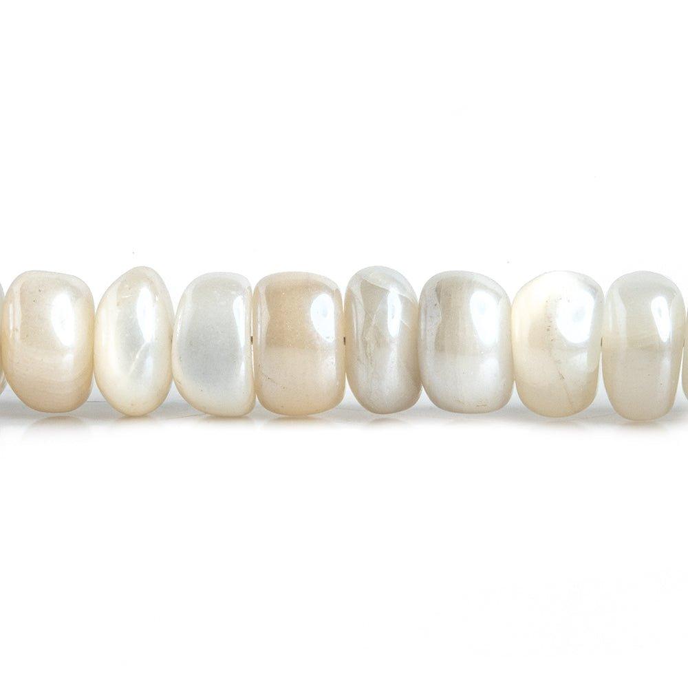 Mystic White Moonstone Plain Rondelle Beads 7.5 inch 38 pieces - The Bead Traders