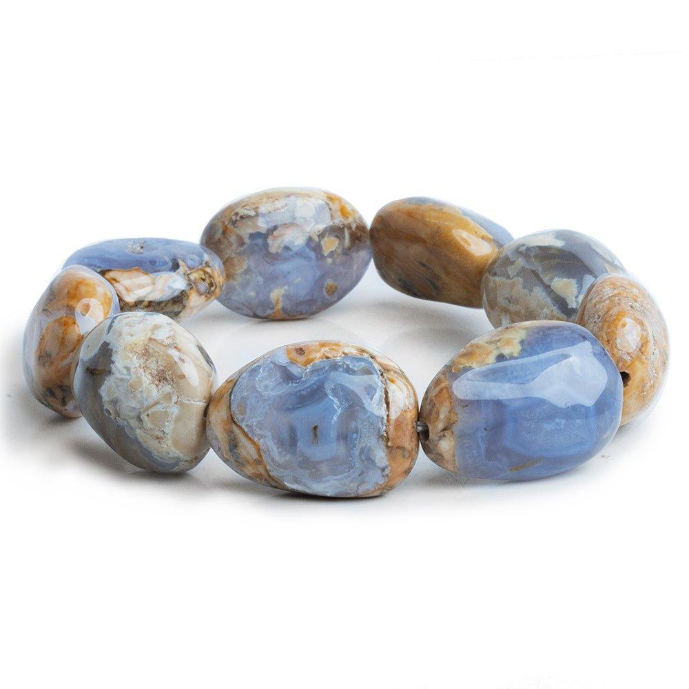 Natural Chalcedony w/ Matrix Plain Nugget Beads 8 inch 11 pieces - The Bead Traders