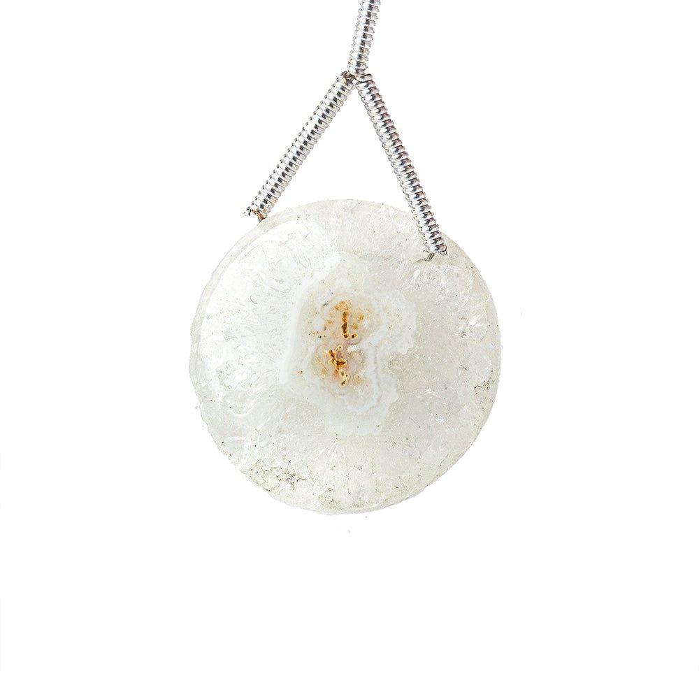 Natural Stalactite Solar Quartz plain coin Pendant 1 focal bead 18mm - The Bead Traders