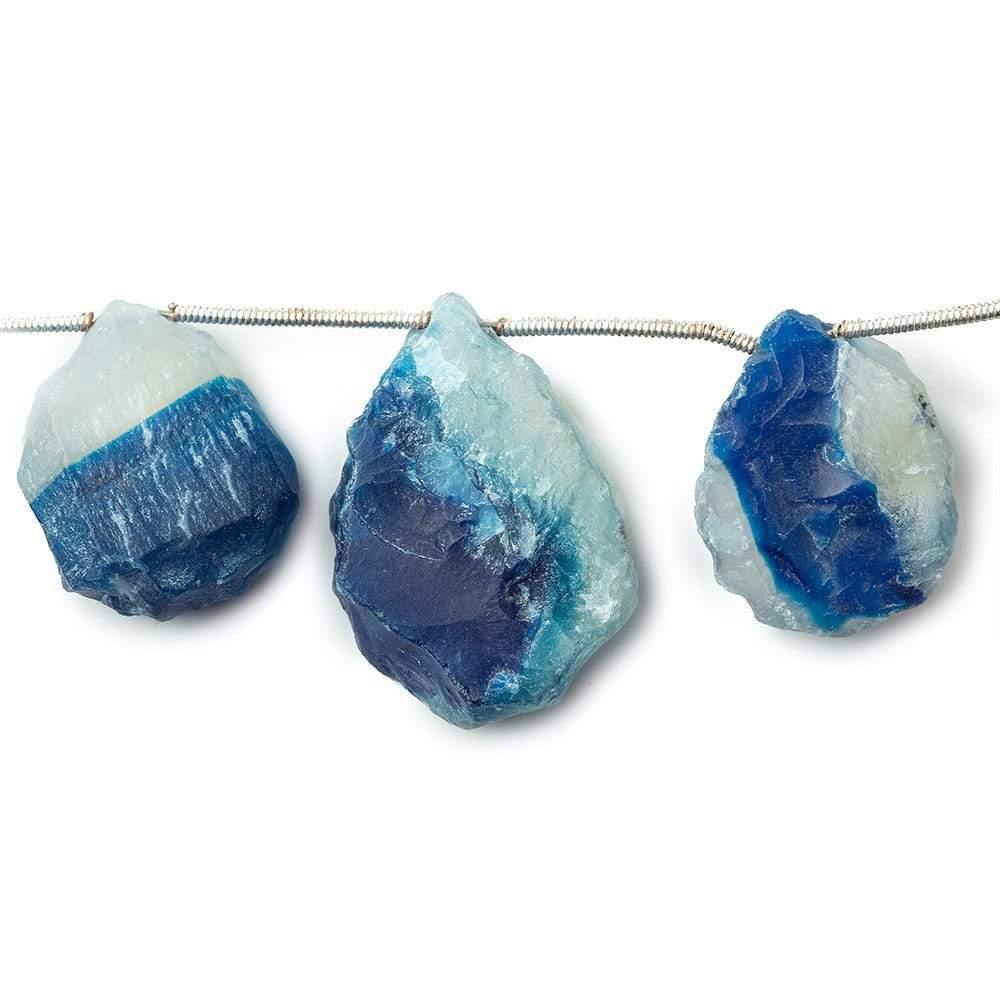 Nautical Blue Agate Beads Hammer Faceted Pear - The Bead Traders