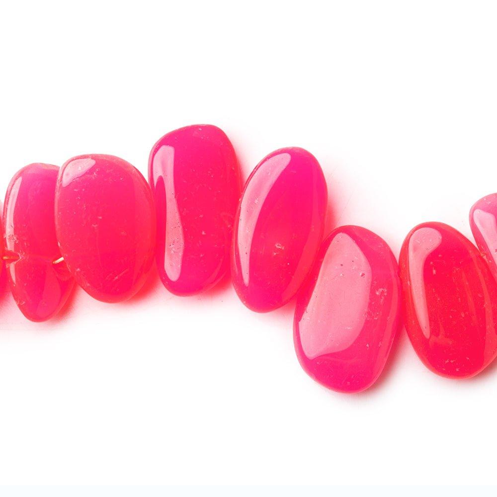 Neon Hot Pink Chalcedony side drilled Plain Nuggets 8 inch 25 beads 12x7-16x9mm 25 beads - The Bead Traders