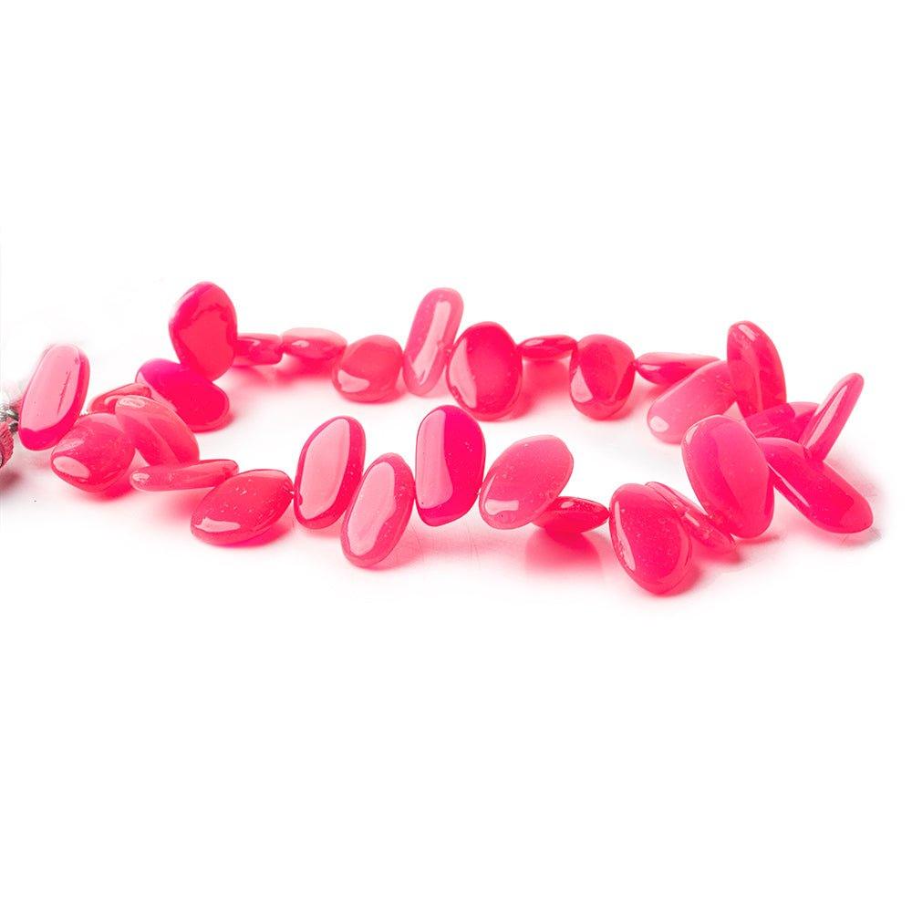 Neon Hot Pink Chalcedony side drilled Plain Nuggets 8 inch 25 beads 12x7-16x9mm 25 beads - The Bead Traders