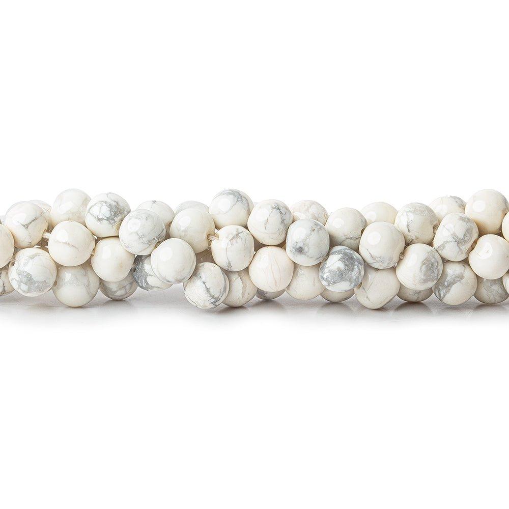 Off White Howlite Beads Plain 5mm Rounds, 14" length, 69 pcs - The Bead Traders