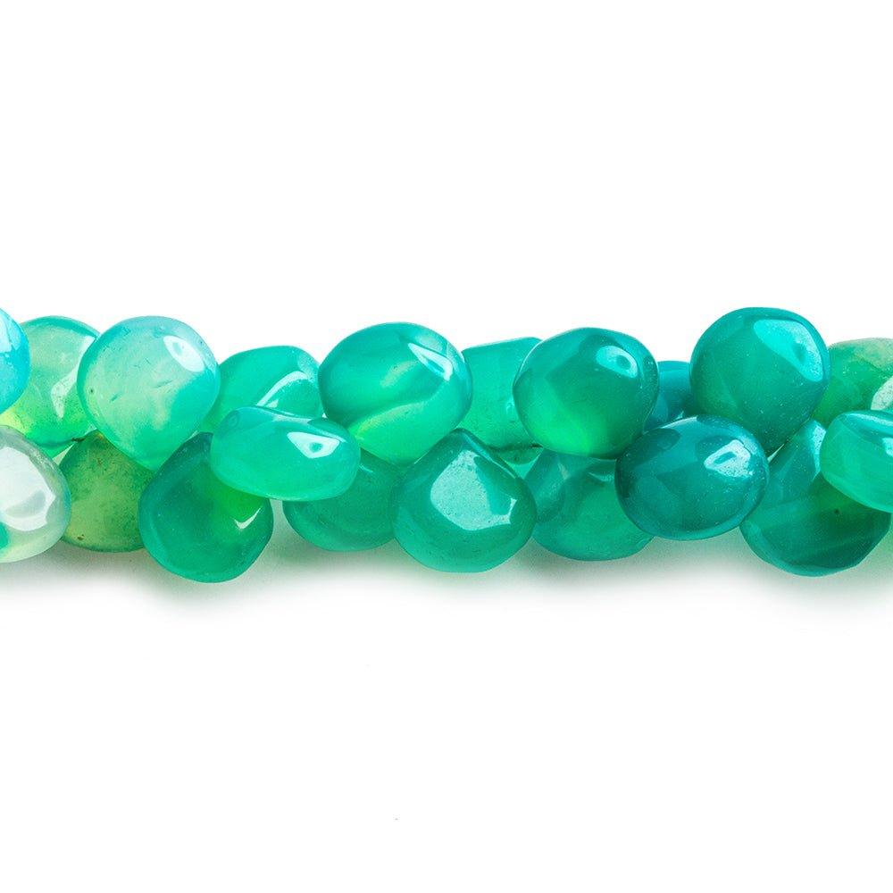 Ombre' Mint Green Chalcedony plain hearts 8 inches 54 beads 11x11mm - The Bead Traders