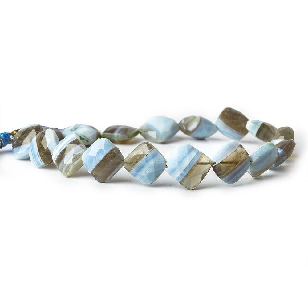 Owyhee Denim Blue Opal Corner Drilled Pillow Beads 8 inch 10x10-11x11mm 15 pieces - The Bead Traders
