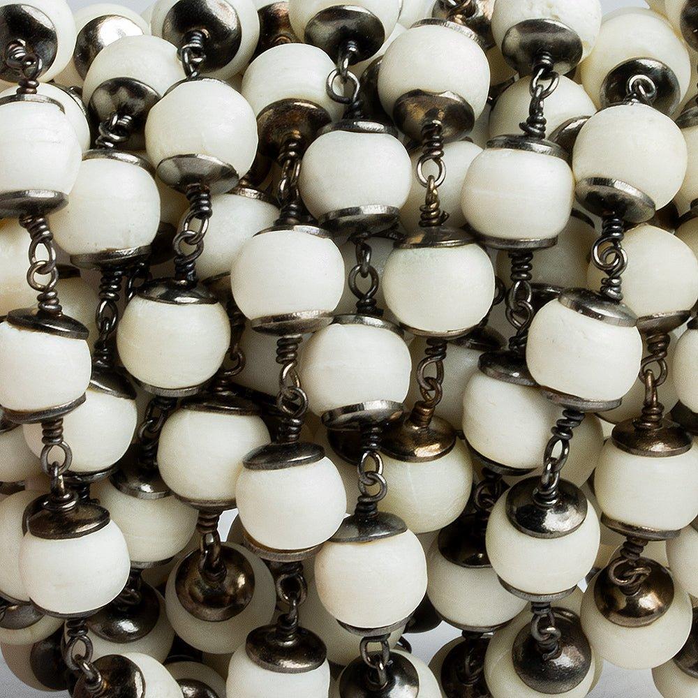 Ox Bone Capped Black Gold Chain by the Foot 21 pieces - The Bead Traders