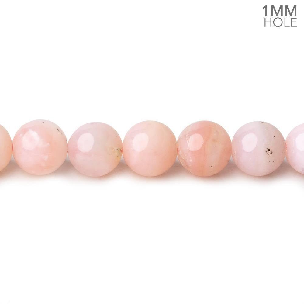 Pale Pink Peruvian Opal plain round beads 16 inch 59 pieces 7mm - The Bead Traders