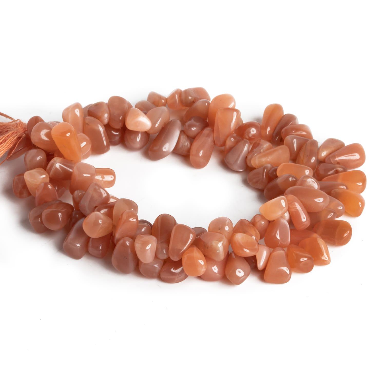 Peach Moonstone Plain Teardrops 12 inch 90 beads - The Bead Traders