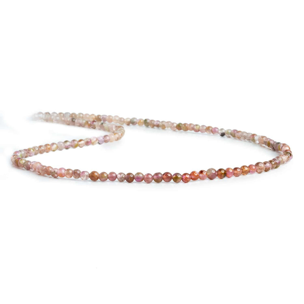 Peachy Pink Tourmaline Plain Rounds 14 inch 140 beads - The Bead Traders