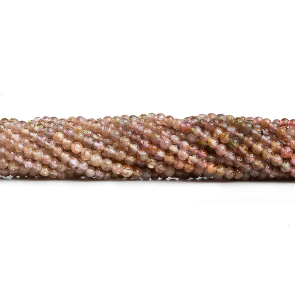 Peachy Pink Tourmaline Plain Rounds 14 inch 140 beads - The Bead Traders