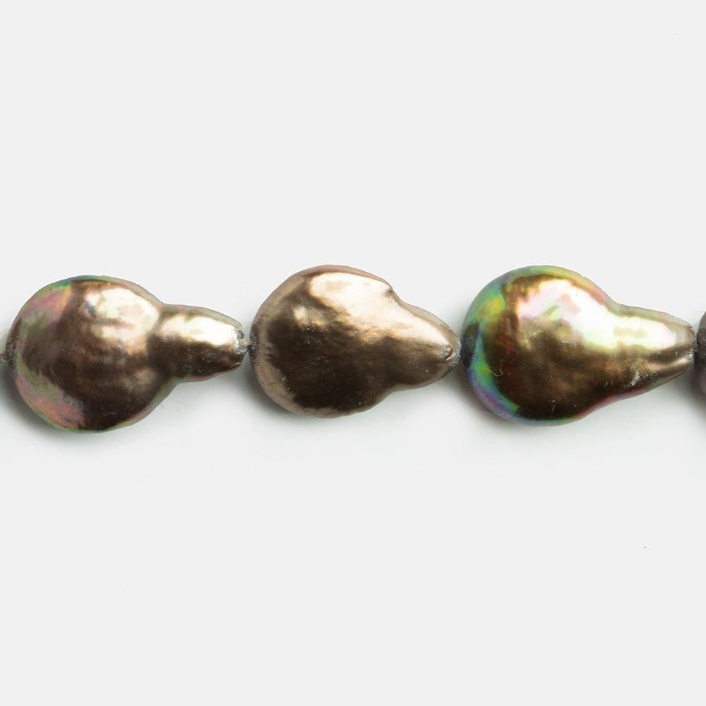 Peacock Brown Freshwater Coin Pearls 16 inch 24 pieces - The Bead Traders