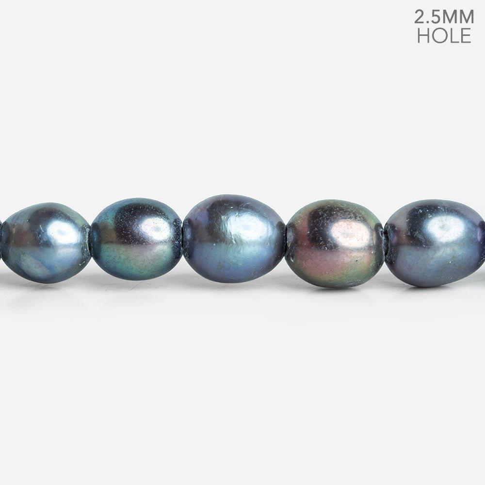 Peacock Oval Large Hole Pearls 8 inch 23 pieces - The Bead Traders