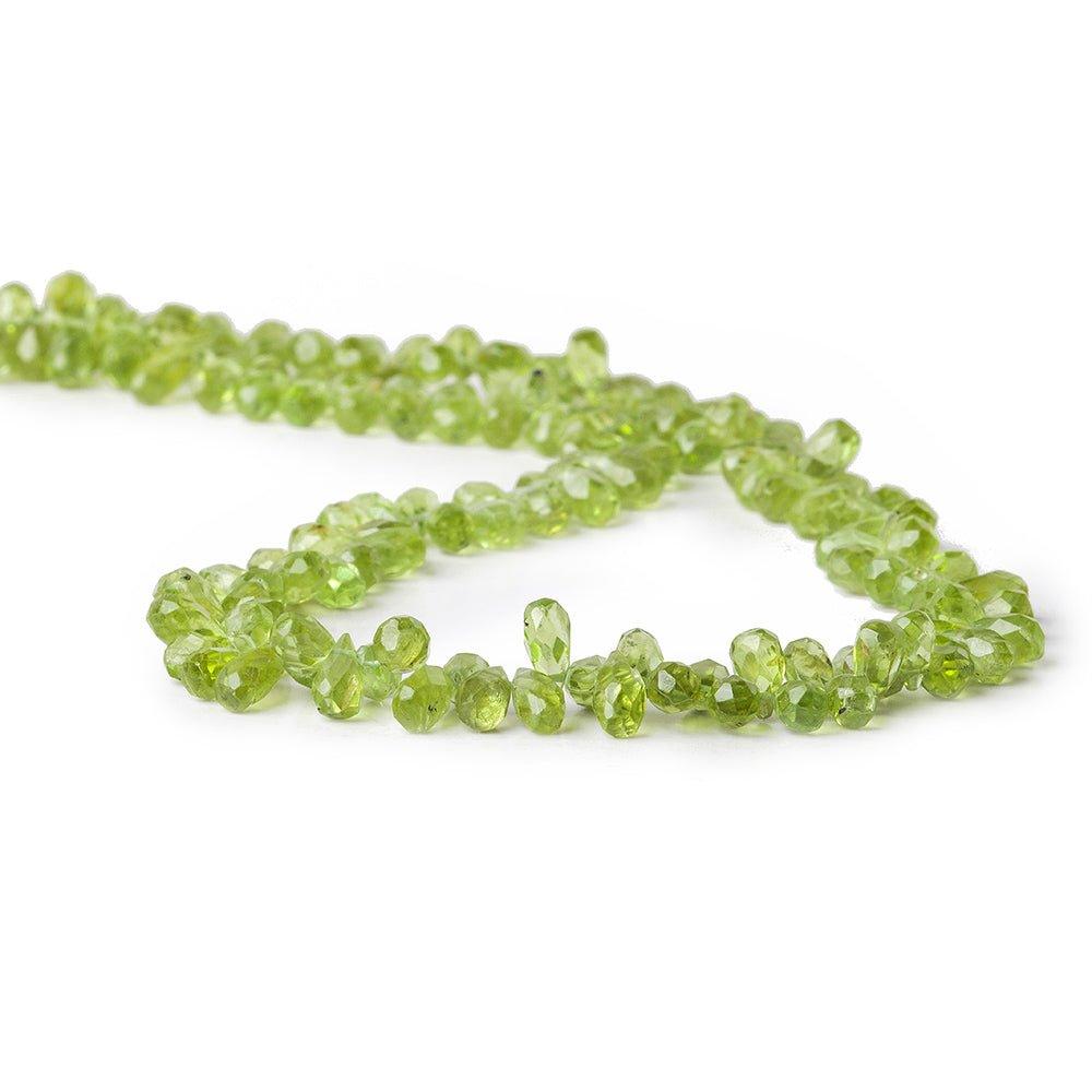 Peridot Faceted Tear Drop Beads , 4x3-7x3mm, 14.5" length, 175pcs - The Bead Traders
