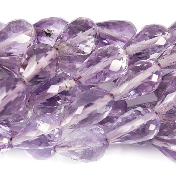 Pink Amethyst Faceted Teardrops Straight Drilled Beads, 8 inches, 8x6x4-10x8x5mm, 21 pieces - The Bead Traders