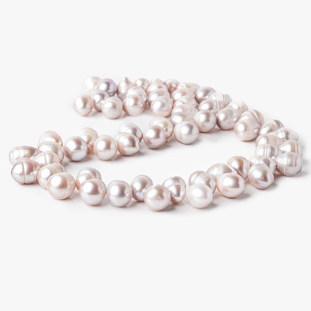 Pink Ice Top Drilled Ringed Baroque Freshwater Pearls 15 inch 9x9mm 60 beads - The Bead Traders