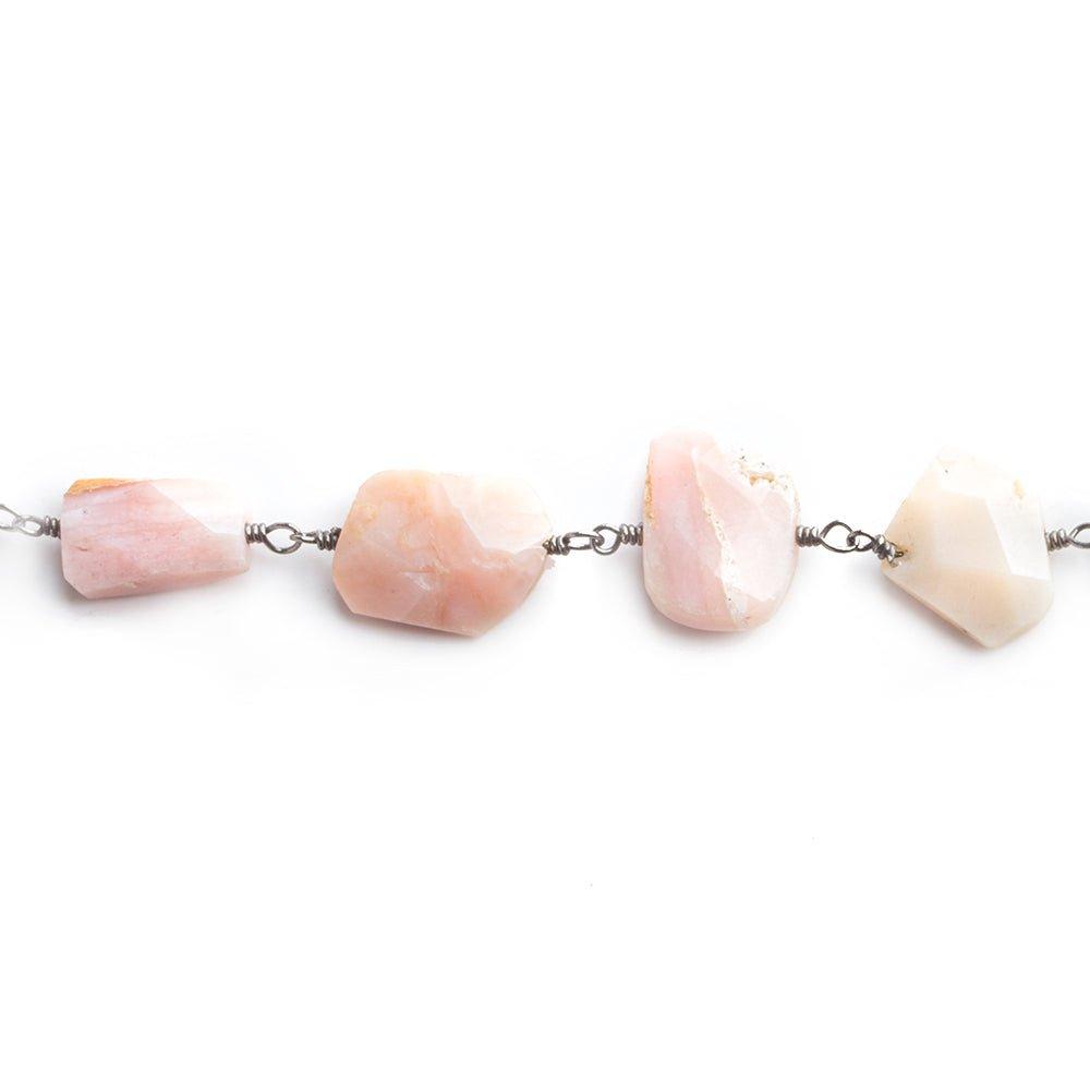 Pink Peruvian Opal faceted nugget Black Gold plated Chain by the foot 11x10mm - 14x11mm - The Bead Traders