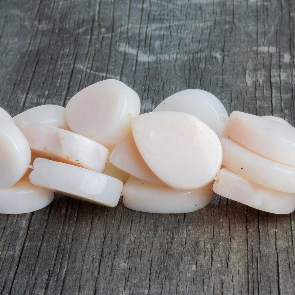 Pink Peruvian Opal Straight Drilled Plain Pear Beads, 20x15x6mm average, 21 pcs - The Bead Traders