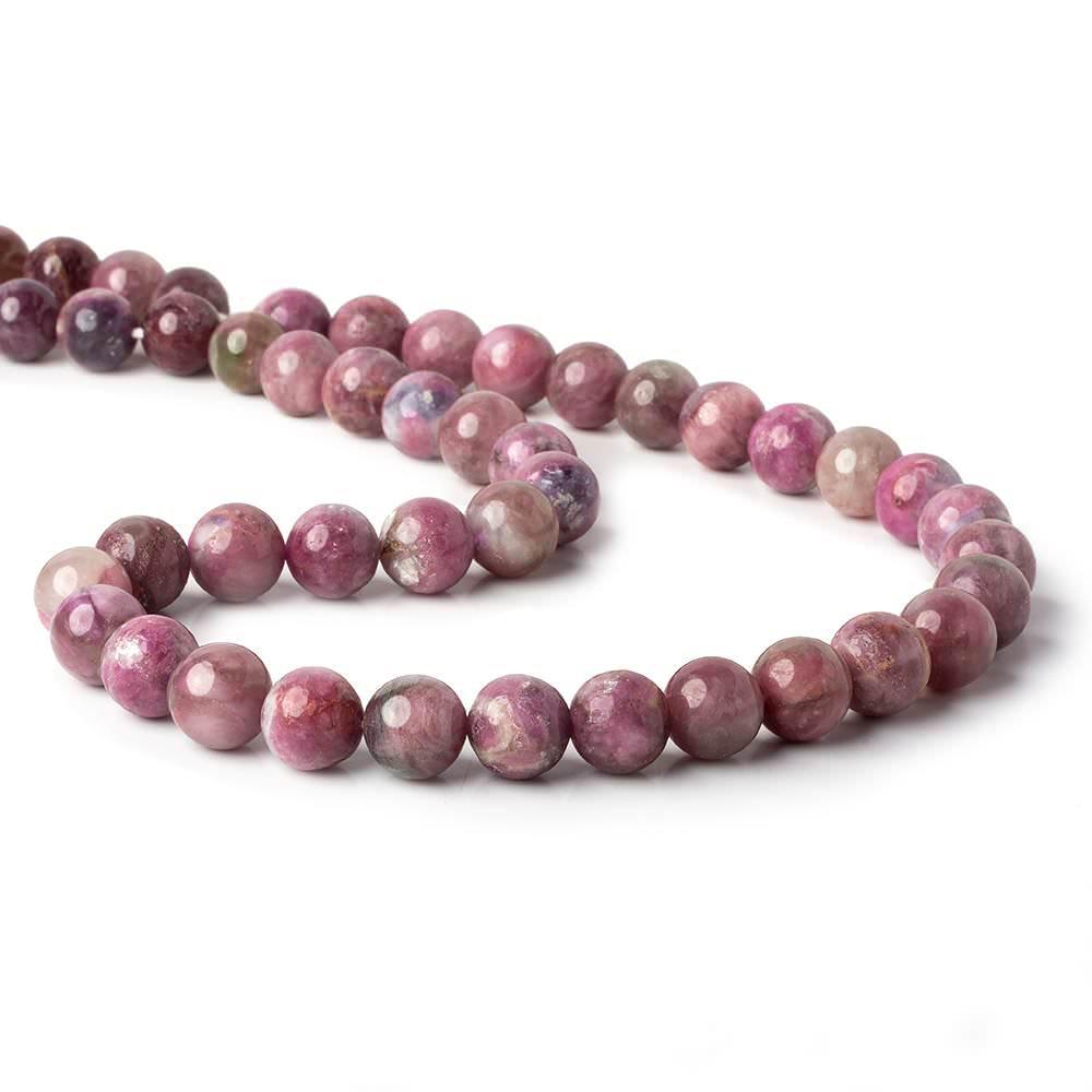 Pink Tourmaline plain round beads 18 inch 37 pieces - The Bead Traders