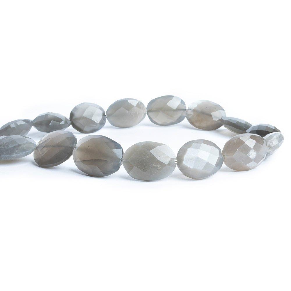 Platinum Gray Moonstone Faceted Oval Beads 8 inch 13 pieces - The Bead Traders