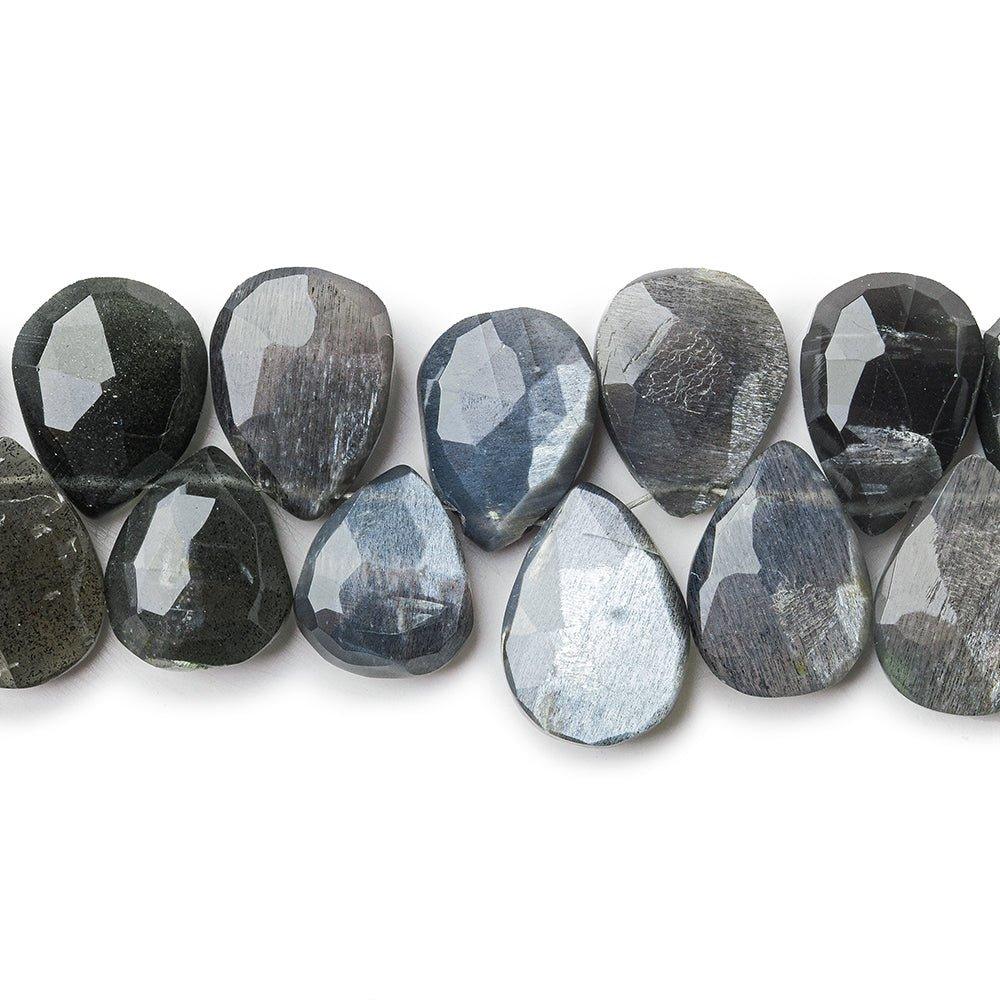 Platinum Grey Moonstone faceted pears 8 inch 44 beads 11x9-13x9mm - The Bead Traders