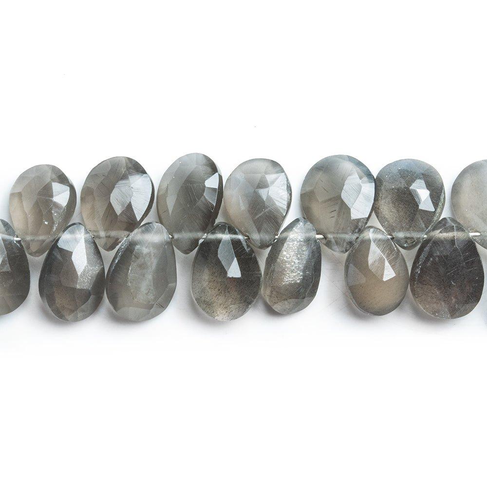 Platinum Moonstone Faceted Pear Beads 7 inch 45 pieces - The Bead Traders