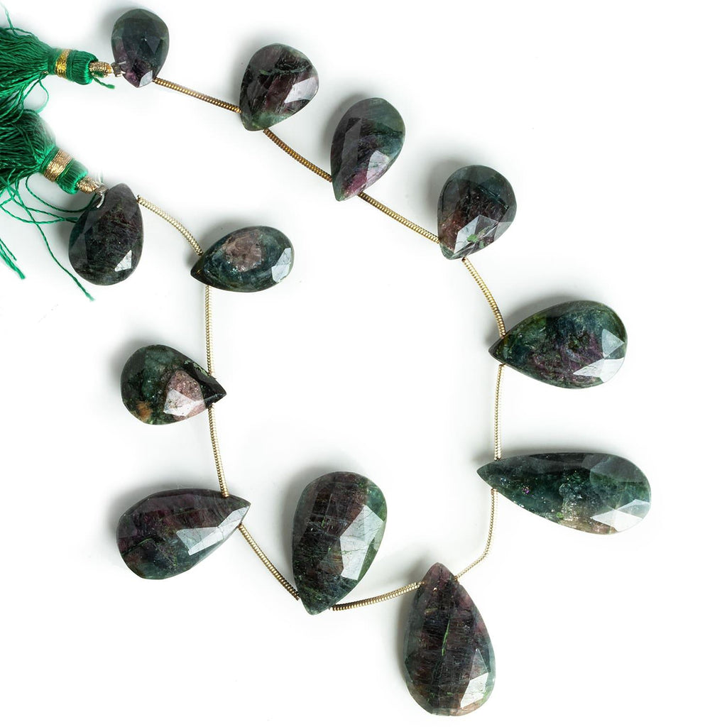 Polychromatic Tourmaline Faceted Pears 9.5 inch 12 beads - The Bead Traders