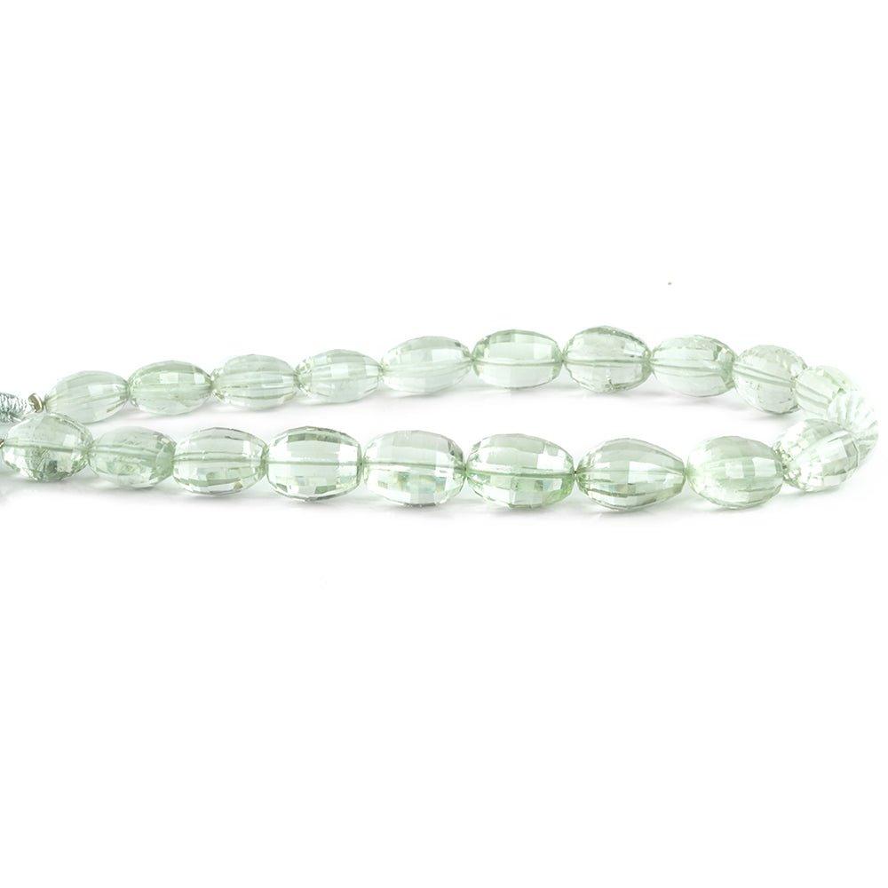 Prasiolite Checkerboard Faceted Oval Beads 9 inch 20 pieces - The Bead Traders