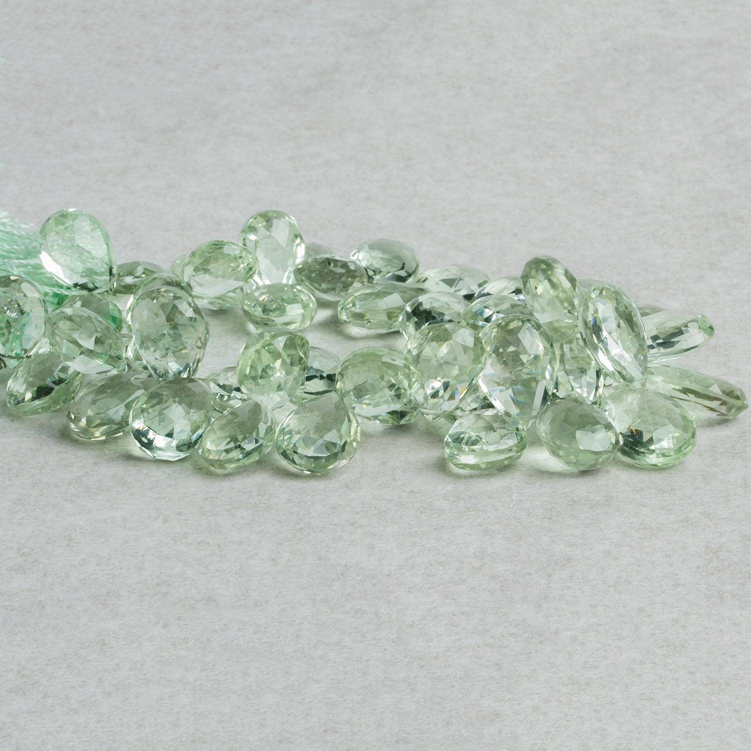Prasiolite Faceted Pears 8 inch 45 beads - The Bead Traders