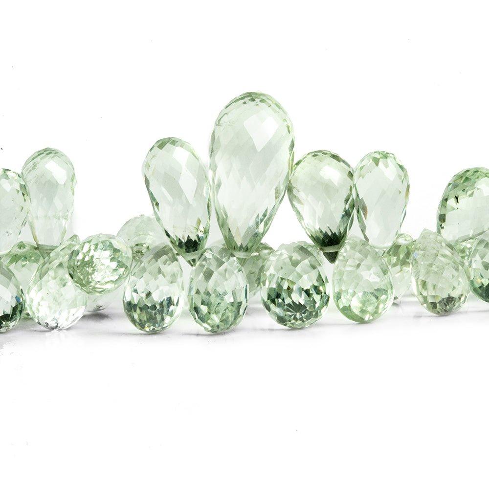 Prasiolite Faceted Teardrop Beads 8 inch 85 pieces - The Bead Traders