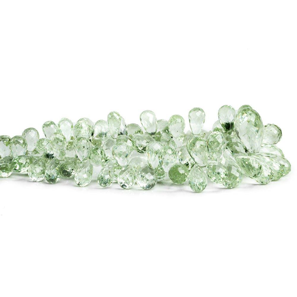 Prasiolite Faceted Teardrop Beads 8 inch 85 pieces - The Bead Traders