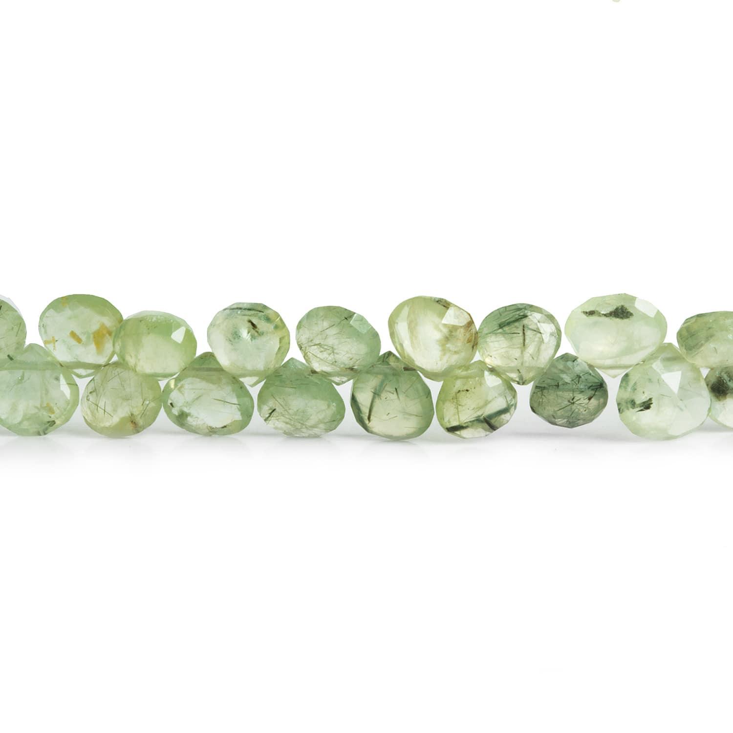 Prehnite Faceted Hearts 8 inch 63 beads - The Bead Traders