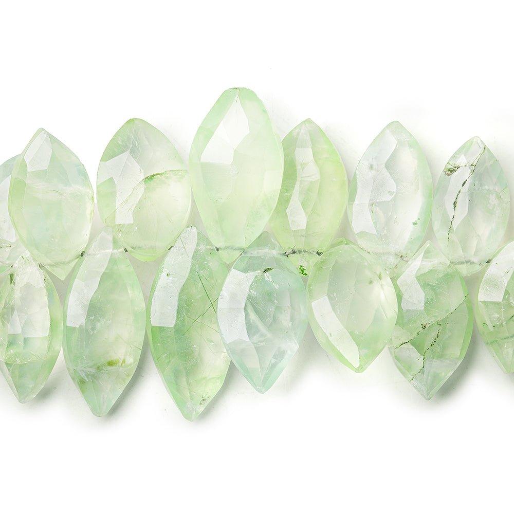 Prehnite Top Drilled Faceted Marquise Beads, 8" length, 10x5-21x10mm, 52 pcs - The Bead Traders
