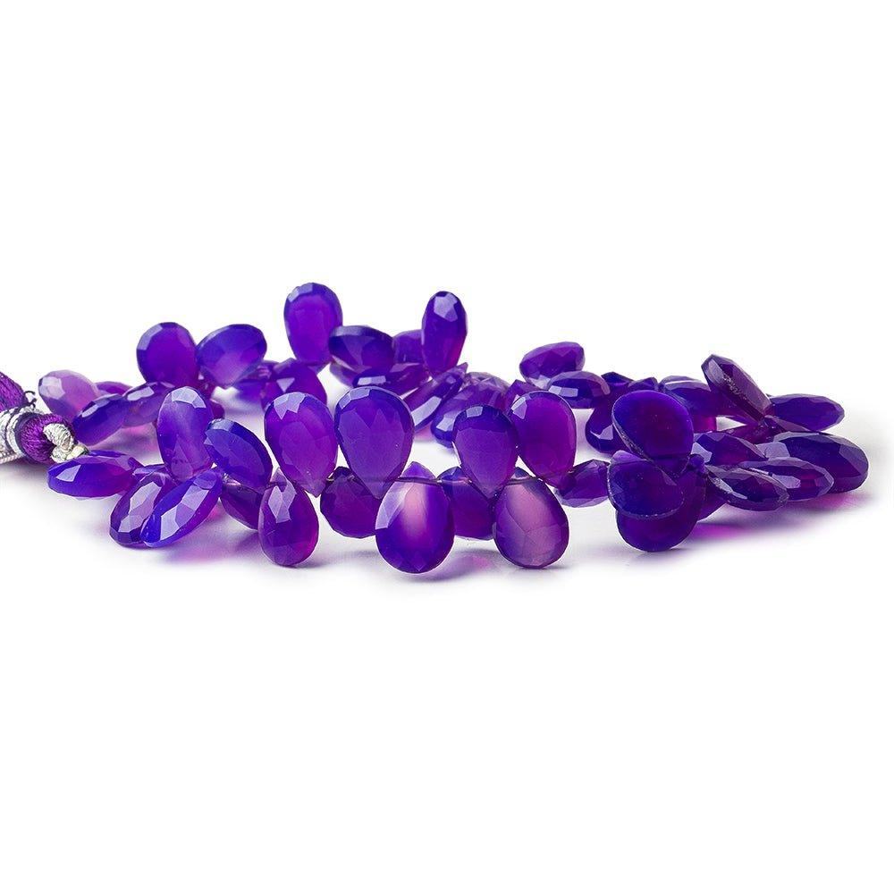 Purple Chalcedony faceted pears 7.5 inch 60 beads 8x7-14x10mm - The Bead Traders